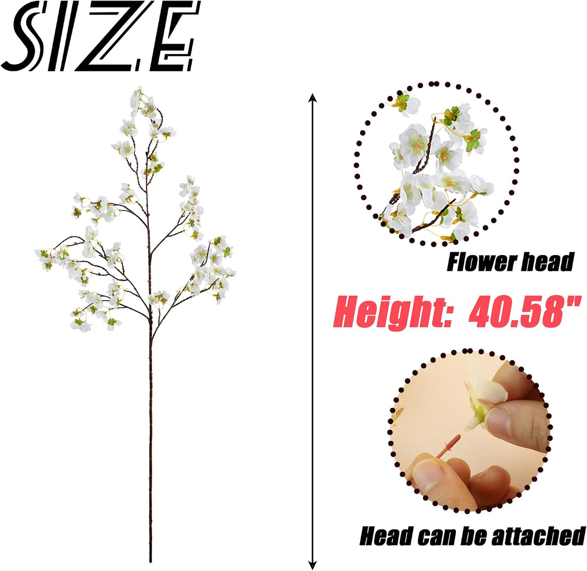 Artificial Cherry Blossom Branches Decor Fake Flowers Silk Spring Faux Flowers 16" Peach Bouquet for Home Wedding Bedroom Japanese Decoration DIY Table Centerpiece Arrangement(Pink)