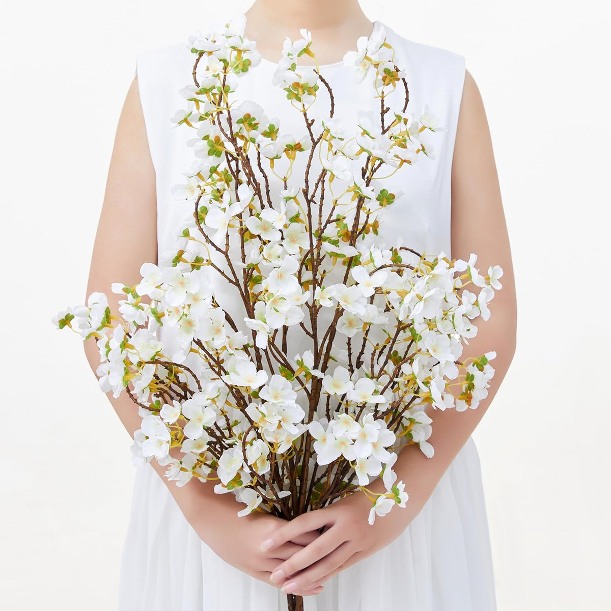 Artificial Cherry Blossom Branches Decor Fake Flowers Silk Spring Faux Flowers 16" Peach Bouquet for Home Wedding Bedroom Japanese Decoration DIY Table Centerpiece Arrangement(Pink)