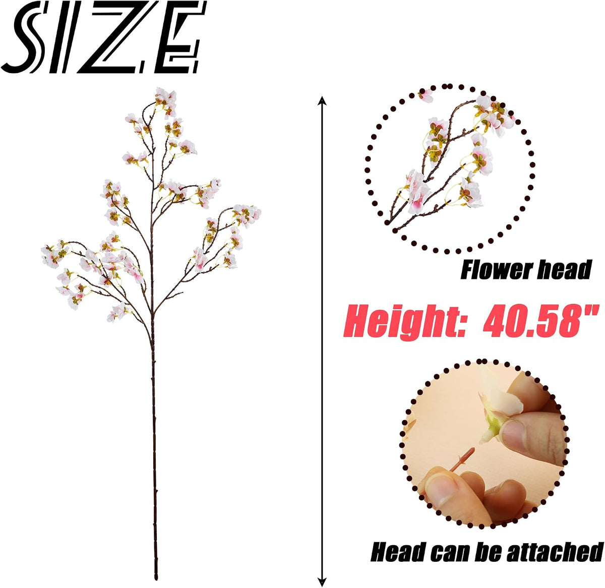 Artificial Cherry Blossom Branches Decor Fake Flowers Silk Spring Faux Flowers 16" Peach Bouquet for Home Wedding Bedroom Japanese Decoration DIY Table Centerpiece Arrangement(Pink)