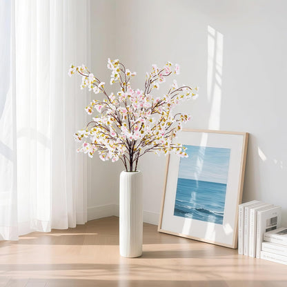 Artificial Cherry Blossom Branches Decor Fake Flowers Silk Spring Faux Flowers 16" Peach Bouquet for Home Wedding Bedroom Japanese Decoration DIY Table Centerpiece Arrangement(Pink)