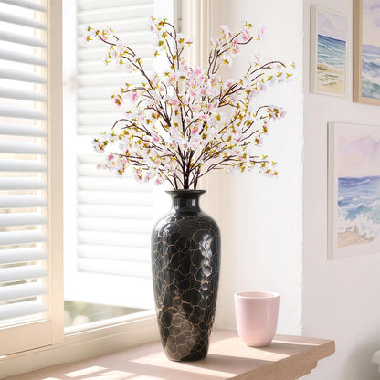 Artificial Cherry Blossom Branches Decor Fake Flowers Silk Spring Faux Flowers 16" Peach Bouquet for Home Wedding Bedroom Japanese Decoration DIY Table Centerpiece Arrangement(Pink)