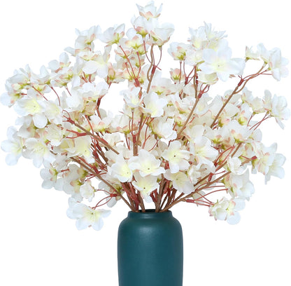 Artificial Cherry Blossom Branches Decor Fake Flowers Silk Spring Faux Flowers 16" Peach Bouquet for Home Wedding Bedroom Japanese Decoration DIY Table Centerpiece Arrangement(Pink)