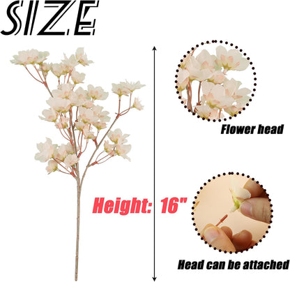 Artificial Cherry Blossom Branches Decor Fake Flowers Silk Spring Faux Flowers 16" Peach Bouquet for Home Wedding Bedroom Japanese Decoration DIY Table Centerpiece Arrangement(Pink)