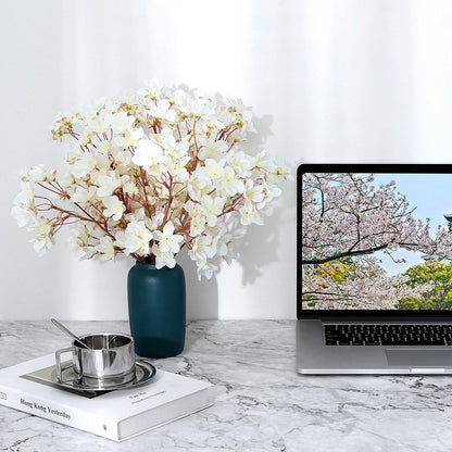 Artificial Cherry Blossom Branches Decor Fake Flowers Silk Spring Faux Flowers 16" Peach Bouquet for Home Wedding Bedroom Japanese Decoration DIY Table Centerpiece Arrangement(Pink)