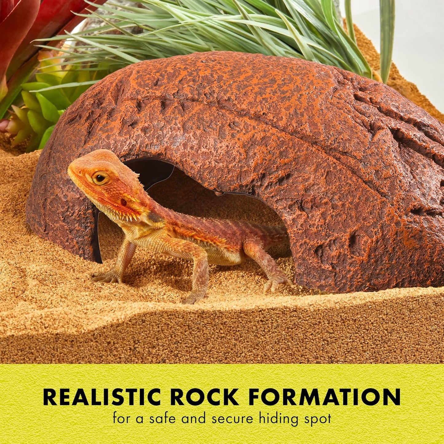Rock Den, Naturalistic Rock Décor, Ideal Hideaway for Snakes, Skinks, Geckos, Bearded Dragons, Medium