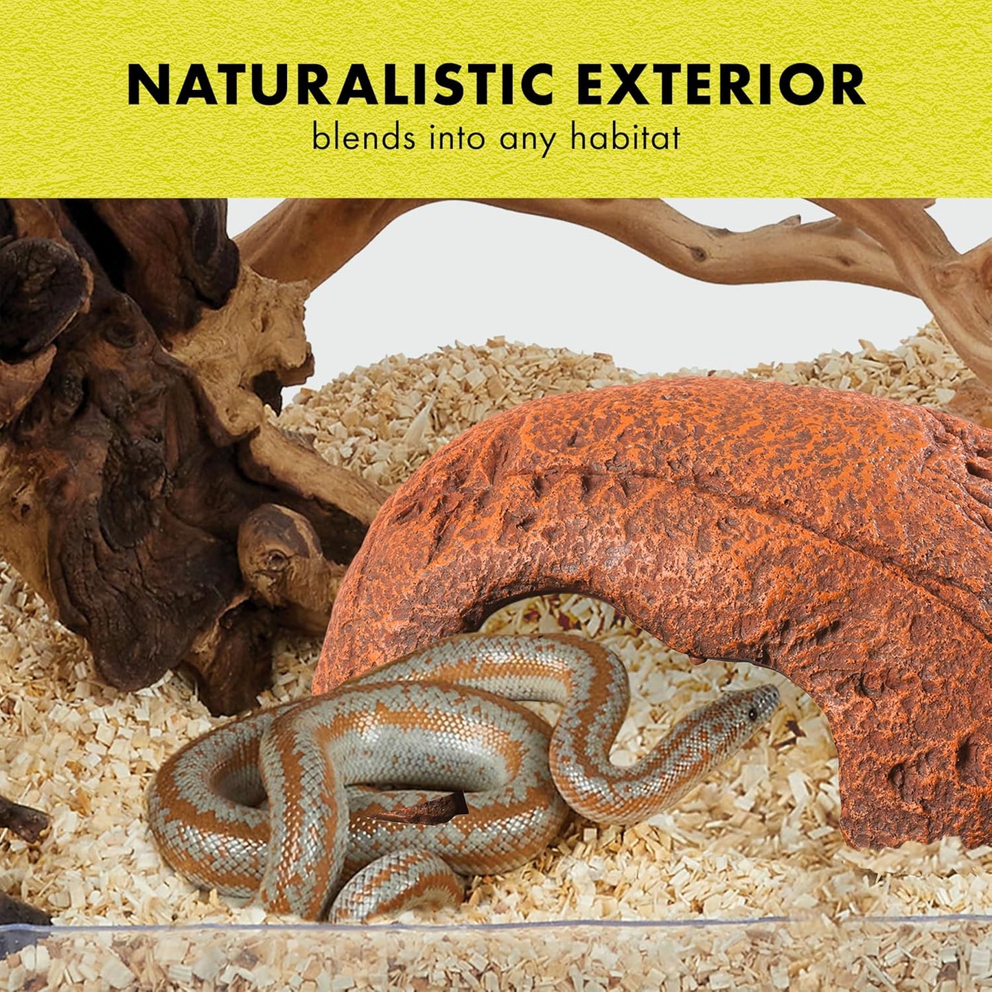 Rock Den, Naturalistic Rock Décor, Ideal Hideaway for Snakes, Skinks, Geckos, Bearded Dragons, Medium