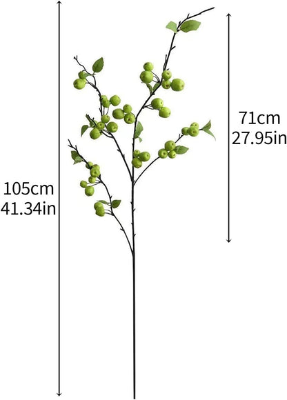 2pcs 41 Inch Artificial Apple Stems,Faux Mini Apple Twigs,Artificial Apple Shrubs,Lifelike Fake Apple Tree Branches for Home Wedding Decor (Green)