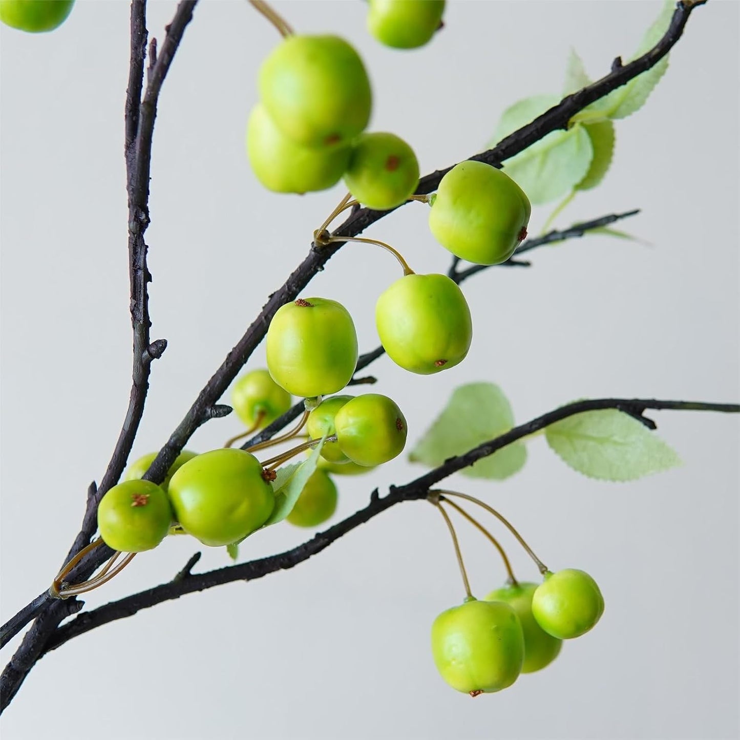 2pcs 41 Inch Artificial Apple Stems,Faux Mini Apple Twigs,Artificial Apple Shrubs,Lifelike Fake Apple Tree Branches for Home Wedding Decor (Green)