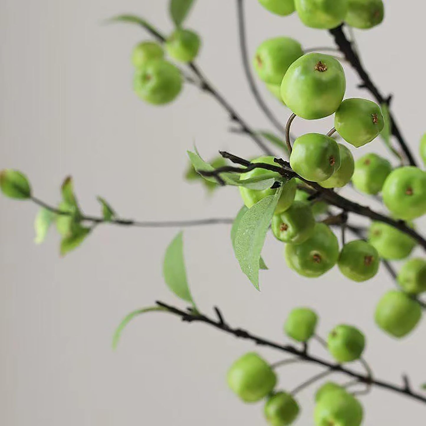 2pcs 41 Inch Artificial Apple Stems,Faux Mini Apple Twigs,Artificial Apple Shrubs,Lifelike Fake Apple Tree Branches for Home Wedding Decor (Green)