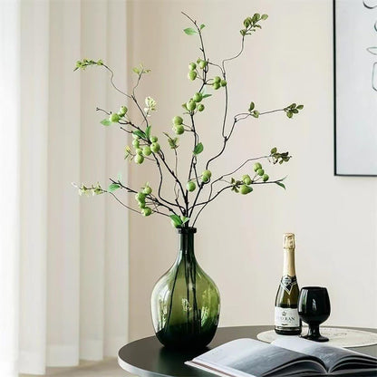 2pcs 41 Inch Artificial Apple Stems,Faux Mini Apple Twigs,Artificial Apple Shrubs,Lifelike Fake Apple Tree Branches for Home Wedding Decor (Green)