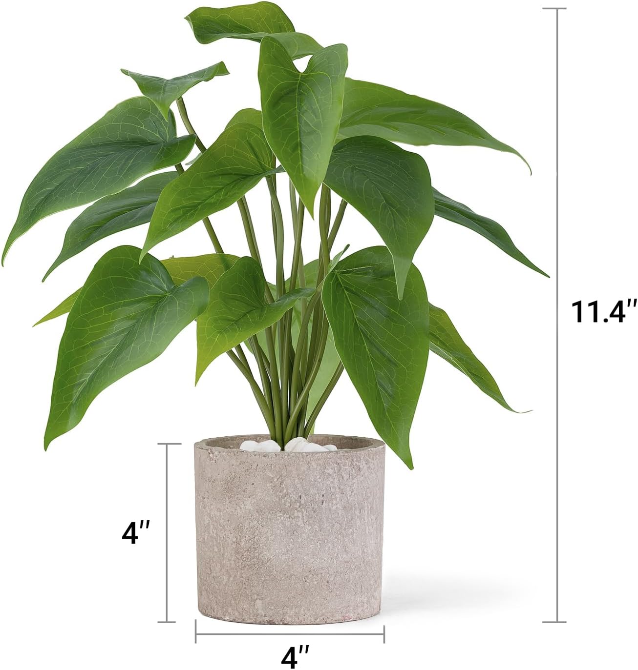 Fake Plants in Ceramic Pot, 11" Potted Artificial Plants Home Decor | Realistic Faux Green Leaf Plant with White Planter, Fake Pothos, for Desk Shelf Table Office Bathroom Bedroom Decoration