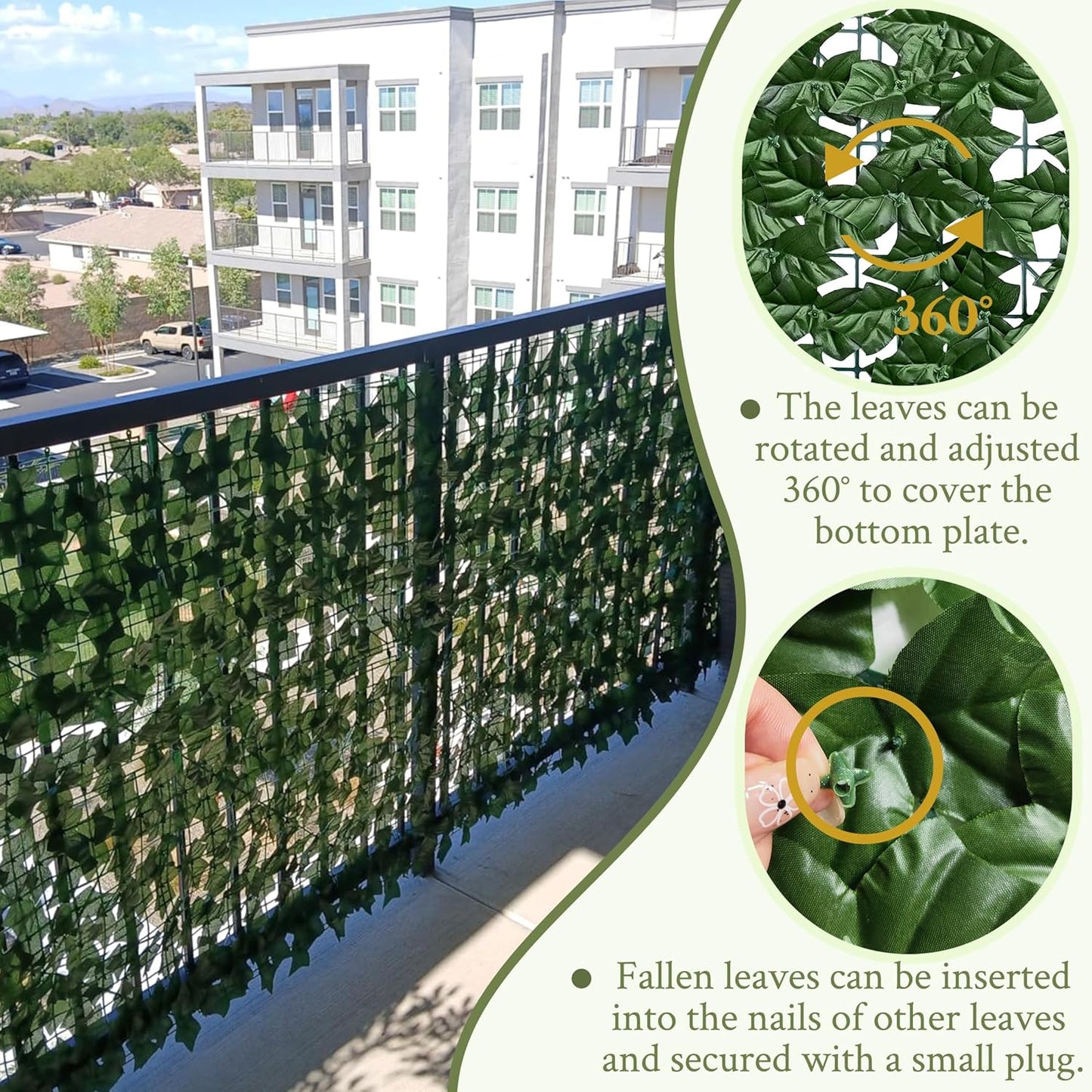 ODTORY Artificial Ivy Privacy Screen Fence Panel, Green 40 X 120 in | UV-Anti Faux Greenery Backdrop, Fake Vine Leaf Hedges Background, Patio/Balcony/Garden/Backyard, Indoor Outdoor Green Decor