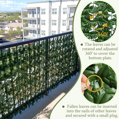 ODTORY Artificial Ivy Privacy Screen Fence Panel, Green 40 X 120 in | UV-Anti Faux Greenery Backdrop, Fake Vine Leaf Hedges Background, Patio/Balcony/Garden/Backyard, Indoor Outdoor Green Decor