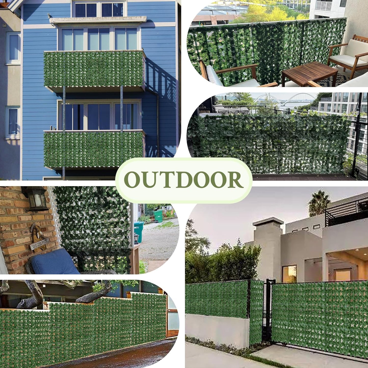 ODTORY Artificial Ivy Privacy Screen Fence Panel, Green 40 X 120 in | UV-Anti Faux Greenery Backdrop, Fake Vine Leaf Hedges Background, Patio/Balcony/Garden/Backyard, Indoor Outdoor Green Decor