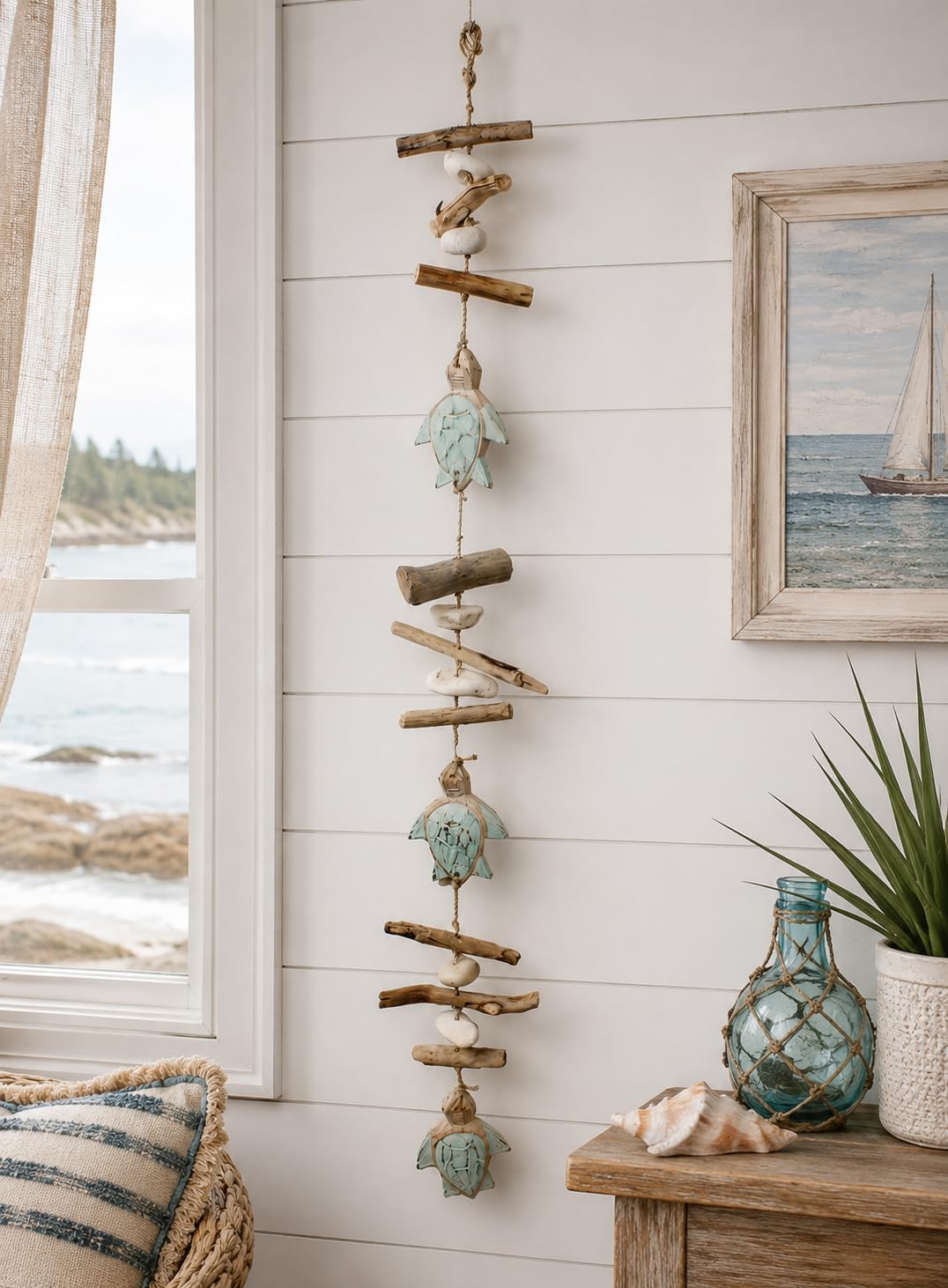 Beachcombers Hanging Driftwood Turtle Decorative Indoor Wood Drop 37"