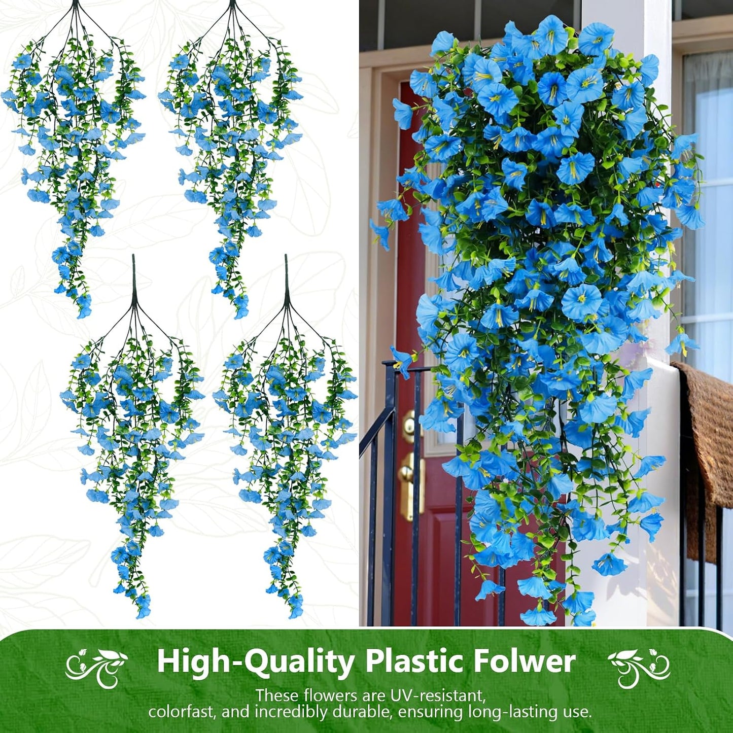 2-Pack Fake Hanging Plants, Faux Hanging Plant Artificial Greenery for Living Room Bedroom Boho Wall Shelf Indoor Outdoor Decor (Green Pothos Ivy Vines)