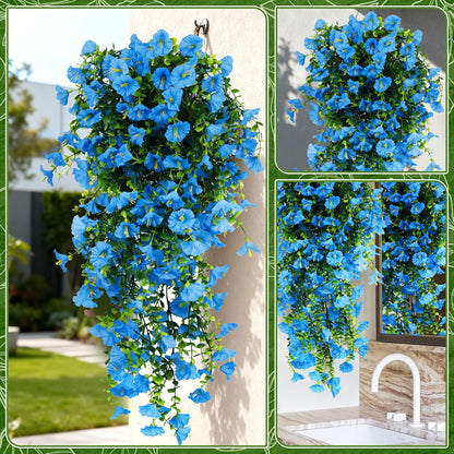 2-Pack Fake Hanging Plants, Faux Hanging Plant Artificial Greenery for Living Room Bedroom Boho Wall Shelf Indoor Outdoor Decor (Green Pothos Ivy Vines)