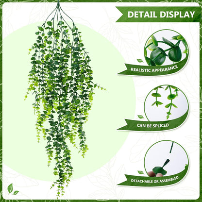 2-Pack Fake Hanging Plants, Faux Hanging Plant Artificial Greenery for Living Room Bedroom Boho Wall Shelf Indoor Outdoor Decor (Green Pothos Ivy Vines)