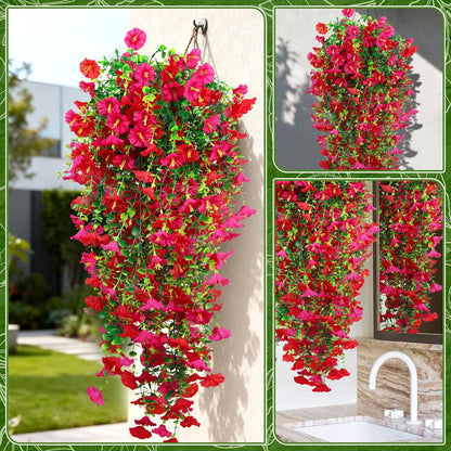 2-Pack Fake Hanging Plants, Faux Hanging Plant Artificial Greenery for Living Room Bedroom Boho Wall Shelf Indoor Outdoor Decor (Green Pothos Ivy Vines)