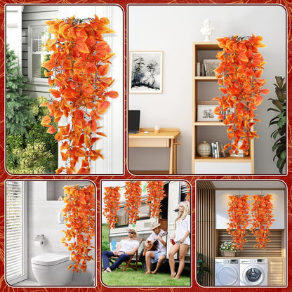 2-Pack Fake Hanging Plants, Faux Hanging Plant Artificial Greenery for Living Room Bedroom Boho Wall Shelf Indoor Outdoor Decor (Green Pothos Ivy Vines)