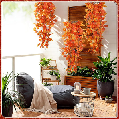2-Pack Fake Hanging Plants, Faux Hanging Plant Artificial Greenery for Living Room Bedroom Boho Wall Shelf Indoor Outdoor Decor (Green Pothos Ivy Vines)