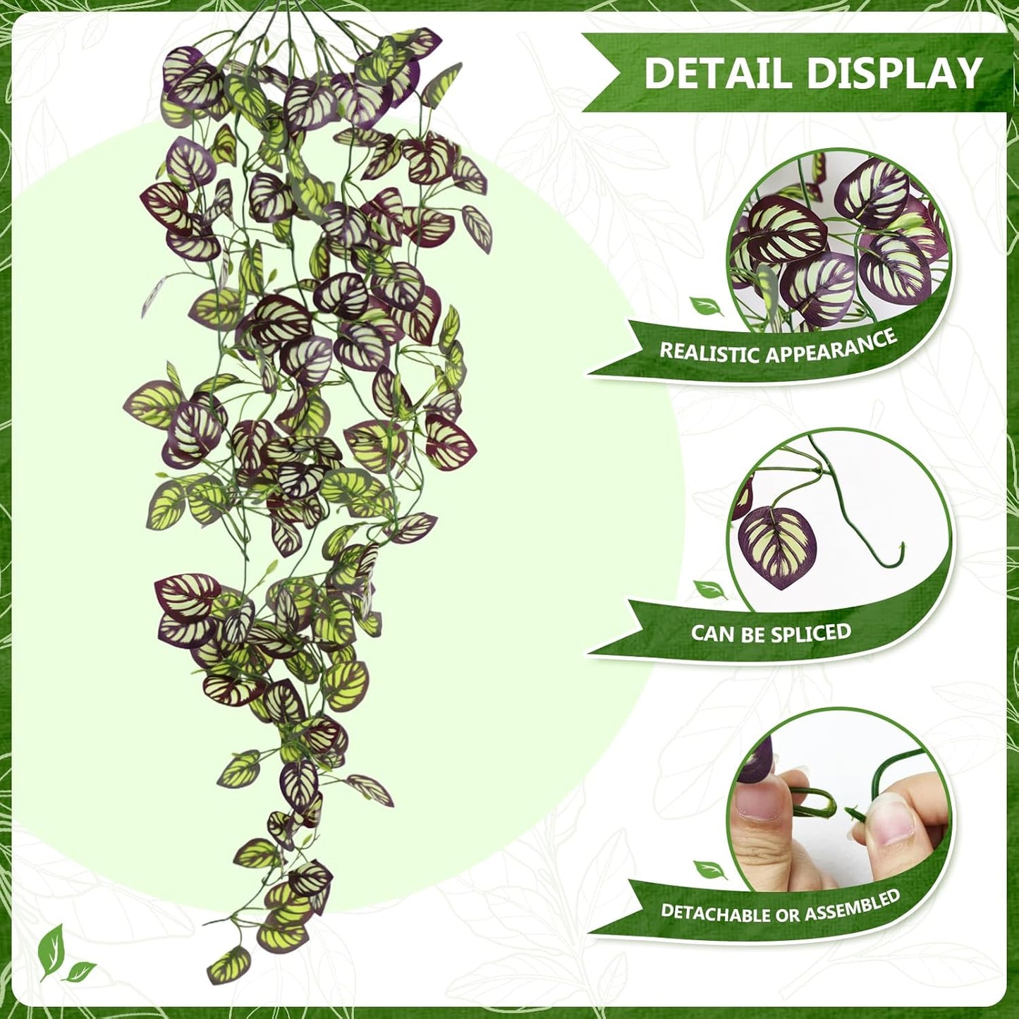 2-Pack Fake Hanging Plants, Faux Hanging Plant Artificial Greenery for Living Room Bedroom Boho Wall Shelf Indoor Outdoor Decor (Green Pothos Ivy Vines)