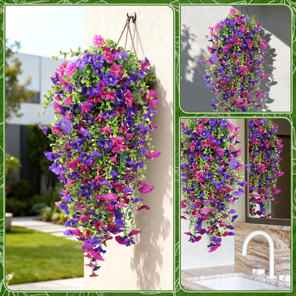2-Pack Fake Hanging Plants, Faux Hanging Plant Artificial Greenery for Living Room Bedroom Boho Wall Shelf Indoor Outdoor Decor (Green Pothos Ivy Vines)