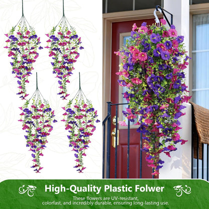 2-Pack Fake Hanging Plants, Faux Hanging Plant Artificial Greenery for Living Room Bedroom Boho Wall Shelf Indoor Outdoor Decor (Green Pothos Ivy Vines)