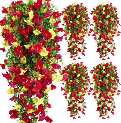 2-Pack Fake Hanging Plants, Faux Hanging Plant Artificial Greenery for Living Room Bedroom Boho Wall Shelf Indoor Outdoor Decor (Green Pothos Ivy Vines)