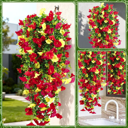 2-Pack Fake Hanging Plants, Faux Hanging Plant Artificial Greenery for Living Room Bedroom Boho Wall Shelf Indoor Outdoor Decor (Green Pothos Ivy Vines)