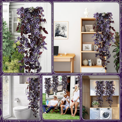 2-Pack Fake Hanging Plants, Faux Hanging Plant Artificial Greenery for Living Room Bedroom Boho Wall Shelf Indoor Outdoor Decor (Green Pothos Ivy Vines)