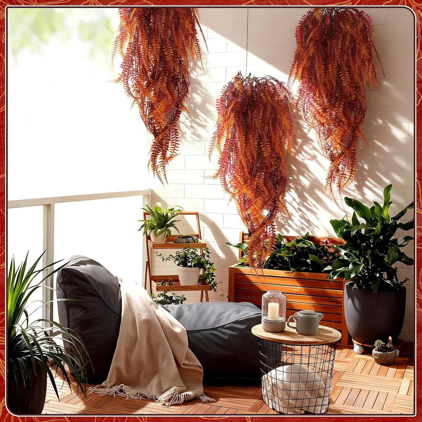 2-Pack Fake Hanging Plants, Faux Hanging Plant Artificial Greenery for Living Room Bedroom Boho Wall Shelf Indoor Outdoor Decor (Green Pothos Ivy Vines)