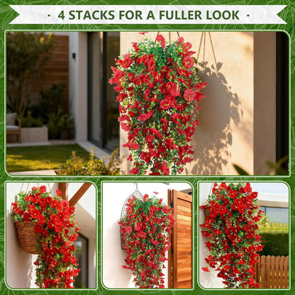 2-Pack Fake Hanging Plants, Faux Hanging Plant Artificial Greenery for Living Room Bedroom Boho Wall Shelf Indoor Outdoor Decor (Green Pothos Ivy Vines)