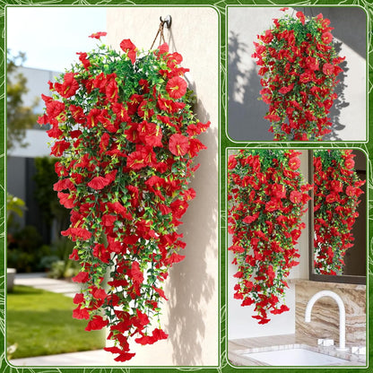 2-Pack Fake Hanging Plants, Faux Hanging Plant Artificial Greenery for Living Room Bedroom Boho Wall Shelf Indoor Outdoor Decor (Green Pothos Ivy Vines)