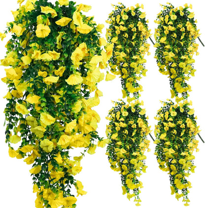 2-Pack Fake Hanging Plants, Faux Hanging Plant Artificial Greenery for Living Room Bedroom Boho Wall Shelf Indoor Outdoor Decor (Green Pothos Ivy Vines)