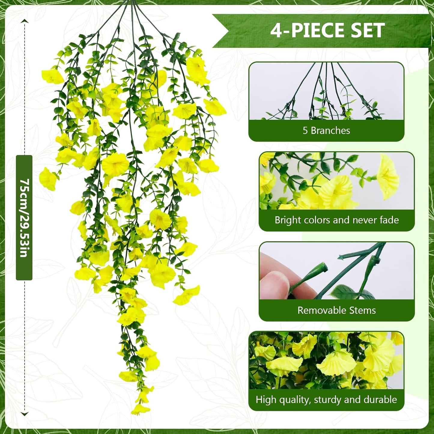 2-Pack Fake Hanging Plants, Faux Hanging Plant Artificial Greenery for Living Room Bedroom Boho Wall Shelf Indoor Outdoor Decor (Green Pothos Ivy Vines)