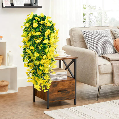 2-Pack Fake Hanging Plants, Faux Hanging Plant Artificial Greenery for Living Room Bedroom Boho Wall Shelf Indoor Outdoor Decor (Green Pothos Ivy Vines)