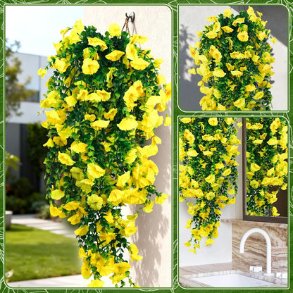 2-Pack Fake Hanging Plants, Faux Hanging Plant Artificial Greenery for Living Room Bedroom Boho Wall Shelf Indoor Outdoor Decor (Green Pothos Ivy Vines)