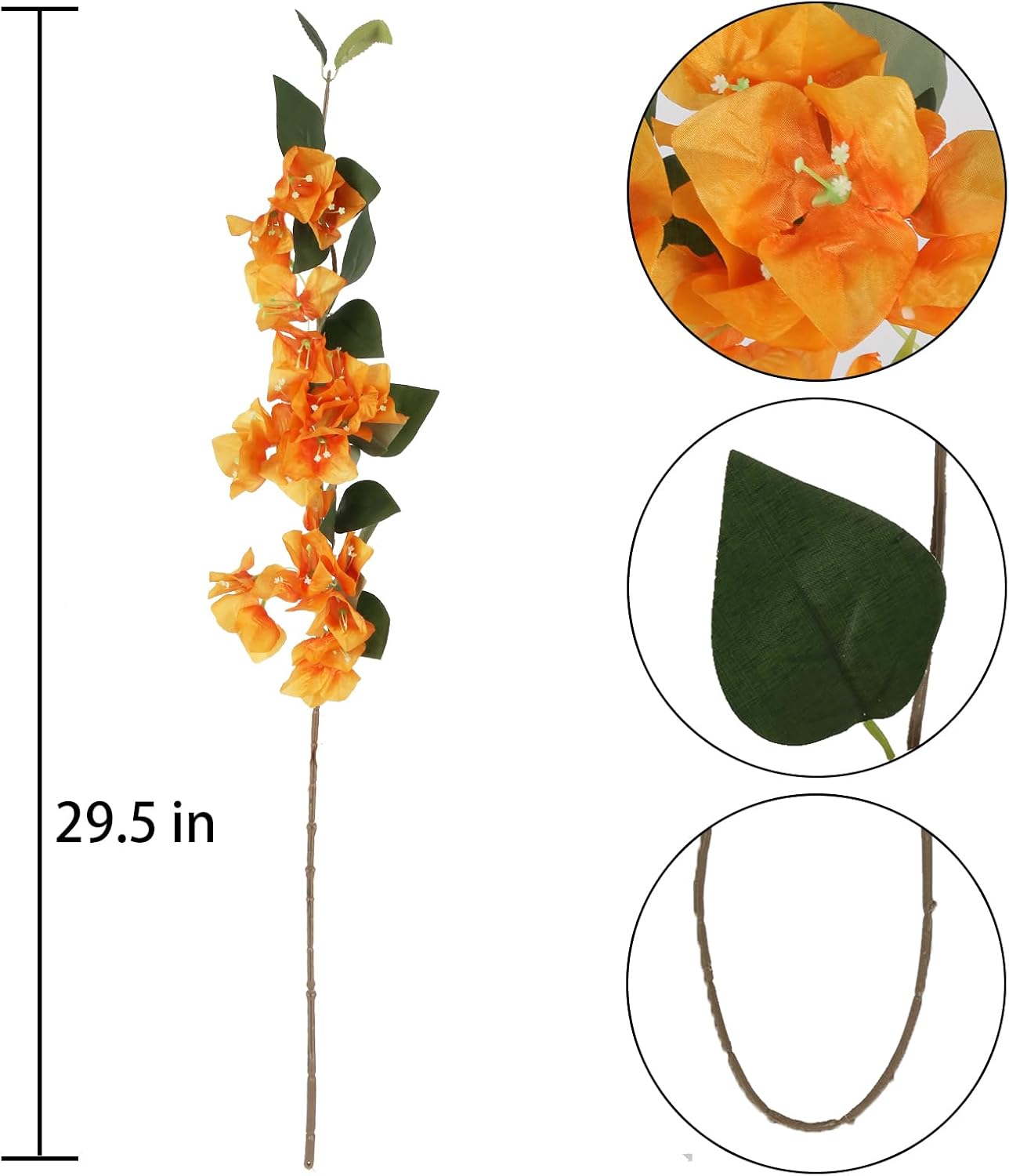 10PCS Artificial Flowers Bougainvillea Vines 29.50" Silk Bougainvillea Branches Deep Pink Faux Bougainvillea Long Stem Fake Flowers for Home Garden DIY Decor Wedding Centerpieces (Deep Pink)