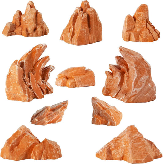 10 Pcs Simulation Diorama Rocks Stone Fake Rock | Diorama Supplies Miniature Terrain Fairy Garden Terrarium Decor Tank Aquarium Decoration(Grey)