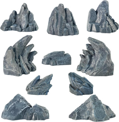 10 Pcs Simulation Diorama Rocks Stone Fake Rock | Diorama Supplies Miniature Terrain Fairy Garden Terrarium Decor Tank Aquarium Decoration(Grey)