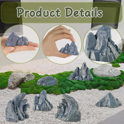 10 Pcs Simulation Diorama Rocks Stone Fake Rock | Diorama Supplies Miniature Terrain Fairy Garden Terrarium Decor Tank Aquarium Decoration(Grey)