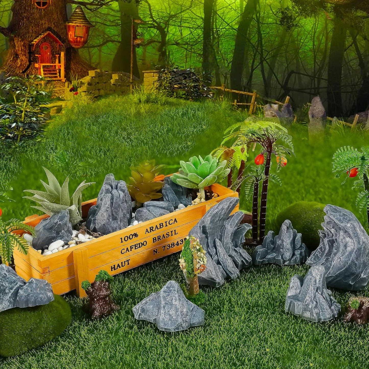 10 Pcs Simulation Diorama Rocks Stone Fake Rock | Diorama Supplies Miniature Terrain Fairy Garden Terrarium Decor Tank Aquarium Decoration(Grey)