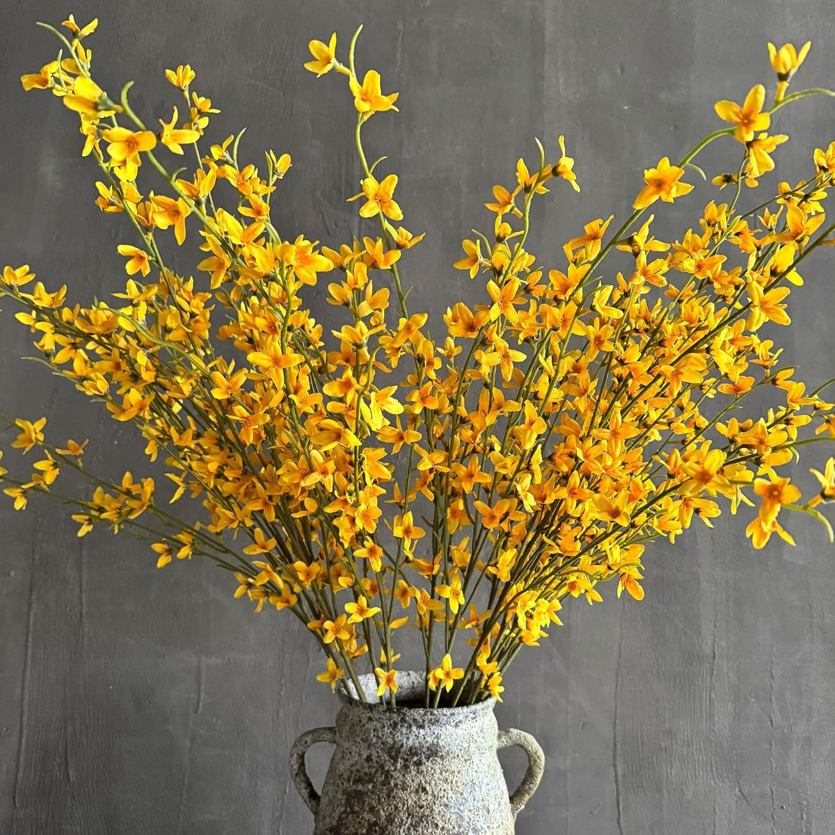 3Pcs Fake Forsythia Stems 40" Long Artificial Forsythia Branches Fake Yellow Flowers Branches Artificial Silk Spring Flower for Vase Decoration Indoor Outdoor Wedding Home Bedroom (Yellow)
