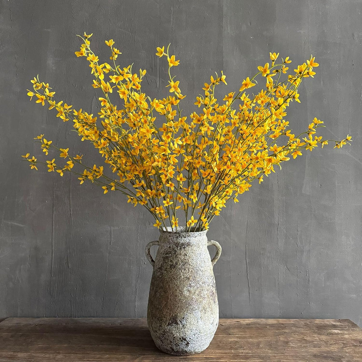 3Pcs Fake Forsythia Stems 40" Long Artificial Forsythia Branches Fake Yellow Flowers Branches Artificial Silk Spring Flower for Vase Decoration Indoor Outdoor Wedding Home Bedroom (Yellow)