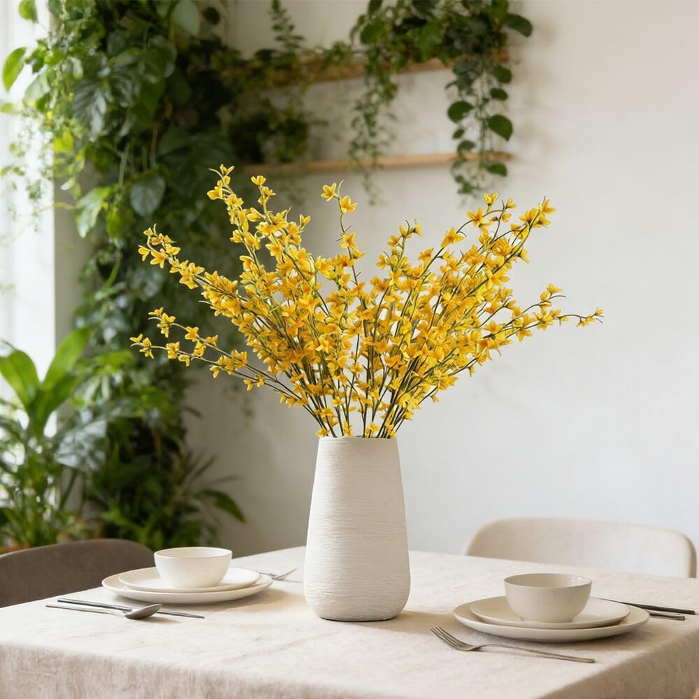 3Pcs Fake Forsythia Stems 40" Long Artificial Forsythia Branches Fake Yellow Flowers Branches Artificial Silk Spring Flower for Vase Decoration Indoor Outdoor Wedding Home Bedroom (Yellow)