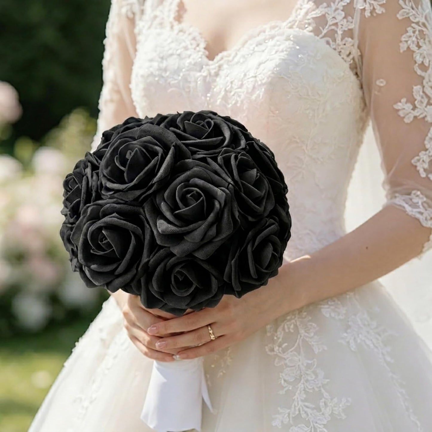 Artificial Flowers 25pcs Foam Fake Roses with Stems for DIY Wedding Bouquets Bridal Shower Centerpieces Arrangements Party Tables Valentines Day Decorations Christmas Tree （Ivory）