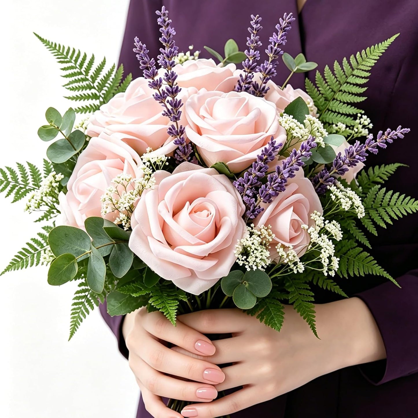 Artificial Flowers 25pcs Foam Fake Roses with Stems for DIY Wedding Bouquets Bridal Shower Centerpieces Arrangements Party Tables Valentines Day Decorations Christmas Tree （Ivory）