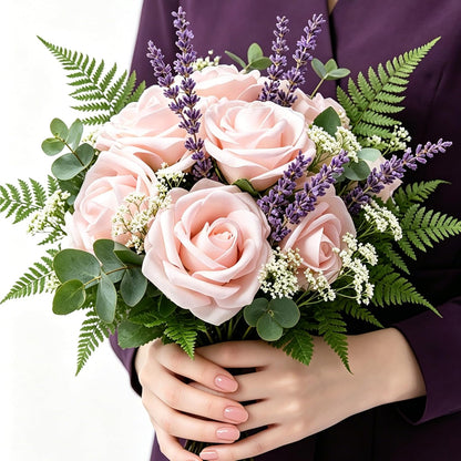 Artificial Flowers 25pcs Foam Fake Roses with Stems for DIY Wedding Bouquets Bridal Shower Centerpieces Arrangements Party Tables Valentines Day Decorations Christmas Tree （Ivory）