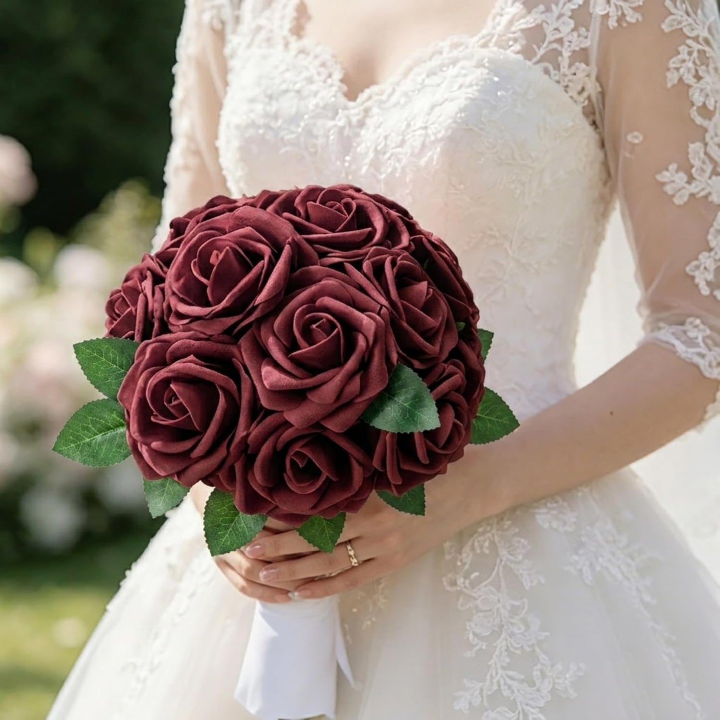 Artificial Flowers 25pcs Foam Fake Roses with Stems for DIY Wedding Bouquets Bridal Shower Centerpieces Arrangements Party Tables Valentines Day Decorations Christmas Tree （Ivory）